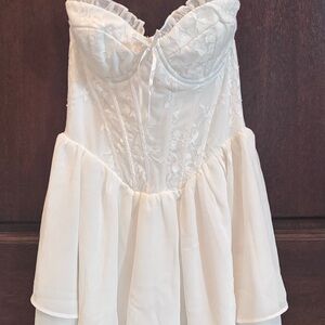 Windsor Strapless Ivory Lace Bustier Dress